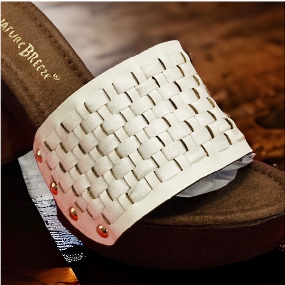 Nature Breeze Bright White Casual Skip On Heeled Mule Platform Women’s Shoe - Picture 2 of 4